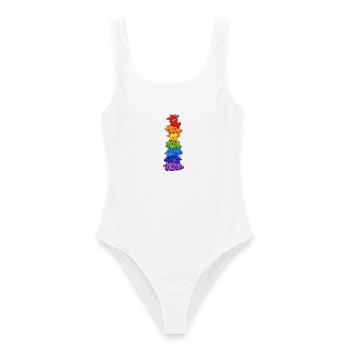  Regenbogen-qualle Pride Kawaii Niedlich Lgbtq - Frauen Badeanzug - Weiß - Vorne - AI Model Female 172 dark (172cm)