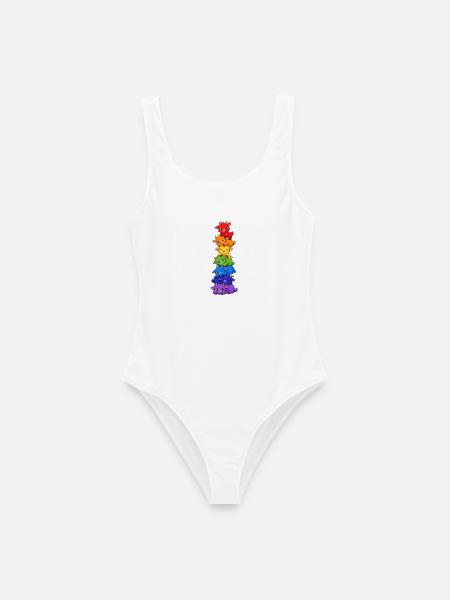  Regenbogen-qualle Pride Kawaii Niedlich Lgbtq - Frauen Badeanzug - Weiß