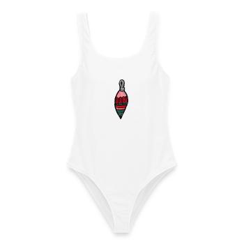 Gestreifter Tropfenornament - Frauen Badeanzug - Weiß - Vorne - AI Model Female 172 dark (172cm)