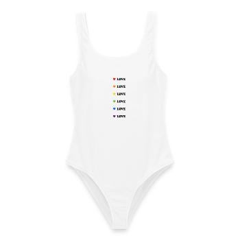 Love Rainbow Hearts - Frauen Badeanzug - Weiß - Vorne - AI Model Female 172 dark (172cm)