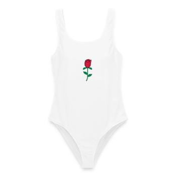 roses - Maillot de bain femme - blanc - Devant - AI Model Female 172 dark (172cm)