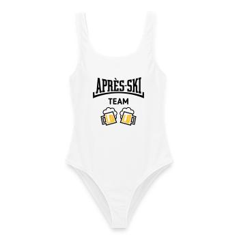 Après-Ski Team (Bier Apres Ski Konkav / POS 3C) - Frauen Badeanzug - Weiß - Vorne - AI Model Female 172 dark (172cm)