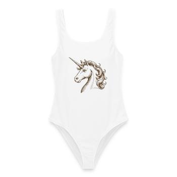 Mystic Unicorn - Frauen Badeanzug - Weiß - Vorne - AI Model Female 172 dark (172cm)