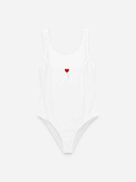 Valentinstag Rotes Herz, Valentinstag - Frauen Badeanzug - Weiß