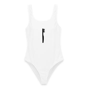 Zahnbürste Zahnarzt Geschenk - Frauen Badeanzug - Weiß - Vorne - AI Model Female 172 dark (172cm)