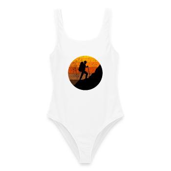 Randonneurs, hiker, montagnes, Alpes oudoor, Soleil, Alpes - Maillot de bain femme - blanc - Devant - AI Model Female 172 dark (172cm)