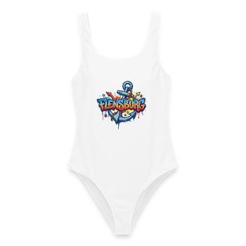 Flensburg Graffiti mit Anker - Frauen Badeanzug - Weiß - Vorne - AI Model Female 172 dark (172cm)