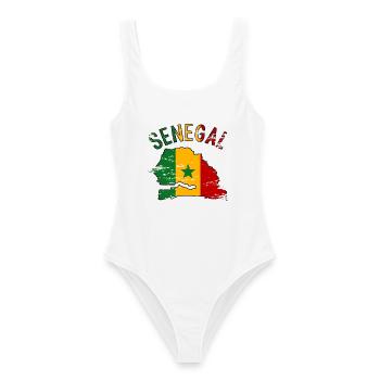 Senegal Flagge Landkarte Silhouette used - Frauen Badeanzug - Weiß - Vorne - AI Model Female 172 dark (172cm)
