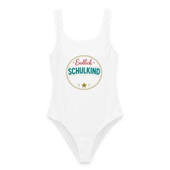 Endlich Schulkind Badge - Frauen Badeanzug - Weiß - Vorne - AI Model Female 172 dark (172cm)