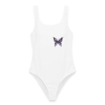 Chrom Schmetterling - Frauen Badeanzug - Weiß - Vorne - AI Model Female 172 dark (172cm)