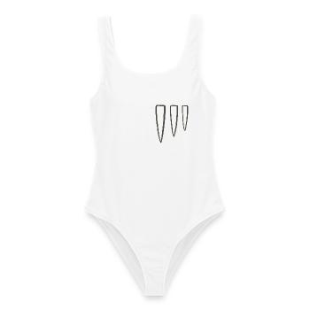 Drei-Punkt-Stammessymbol - Frauen Badeanzug - Weiß - Vorne - AI Model Female 172 dark (172cm)