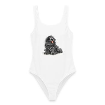Neufundländer Hund Schwarz Newfie Hunderasse - Frauen Badeanzug - Weiß - Vorne - AI Model Female 172 dark (172cm)