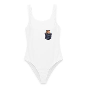 Brusttaschen Hamster - Frauen Badeanzug - Weiß - Vorne - AI Model Female 172 dark (172cm)