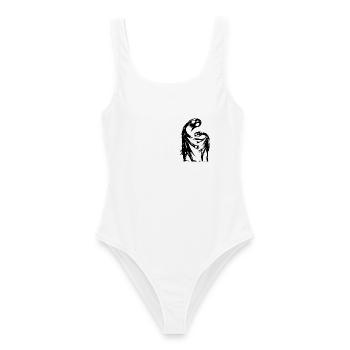 Figures abstraites s’embrassent créativement - Maillot de bain femme - blanc - Devant - AI Model Female 172 dark (172cm)