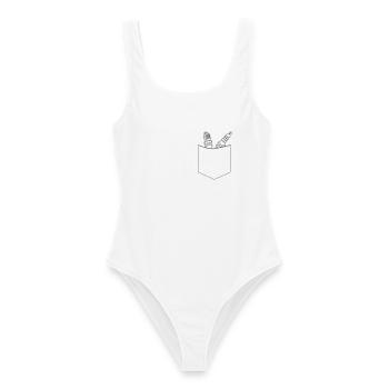 Poche de poitrine mécanique - Maillot de bain femme - blanc - Devant - AI Model Female 172 dark (172cm)