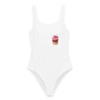Kawaii Donut Stack Band - Frauen Badeanzug - Weiß - Vorne - AI Model Female 172 dark (172cm)