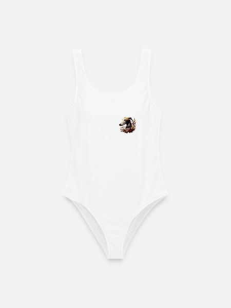 Greyhoundkopf Herbstrosenkranz - Frauen Badeanzug - Weiß