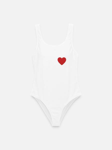 Rotes Herz Symbol Druck - Frauen Badeanzug - Weiß