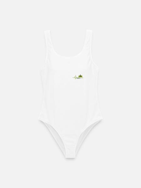 Forest Folk Logo mit Herzschlag - Frauen Badeanzug - Weiß