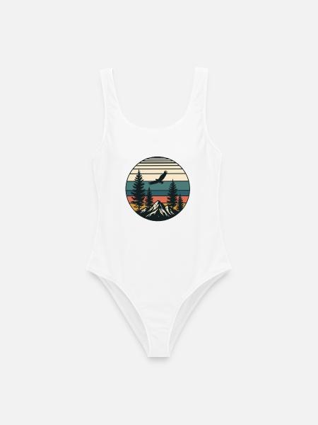 Retro Vintage Landschaft - Frauen Badeanzug - Weiß