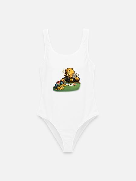 Capybara beim Poker - Frauen Badeanzug - Weiß