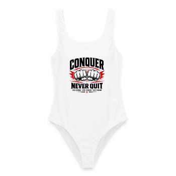 Conquer Never Quit Boxing Gym Motivation Shirt - Frauen Badeanzug - Weiß - Vorne - AI Model Female 172 dark (172cm)