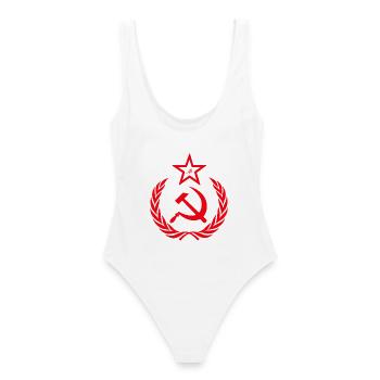 Hammer And Sickle Historic Symbol Design - Frauen Badeanzug - Weiß - Hinten - AI Model Female 172 dark (172cm)