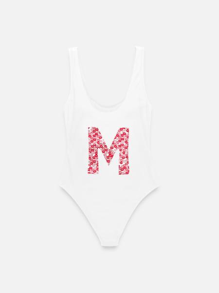 bisous t-shirt - Buchstabe M - Frauen Badeanzug - Weiß