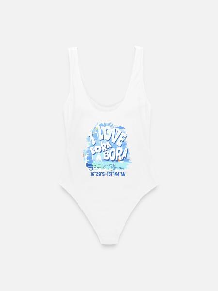 Design Ich liebe Bora Bora Bleu - Frauen Badeanzug - Weiß
