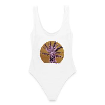 Purple Palm - Frauen Badeanzug - Weiß - Hinten - AI Model Female 172 dark (172cm)