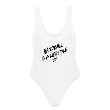 Handball - Frauen Badeanzug - Weiß - Hinten - AI Model Female 172 dark (172cm)