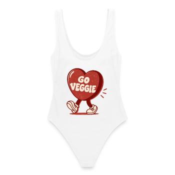 Go Veggie Retro Heart - Frauen Badeanzug - Weiß - Hinten - AI Model Female 172 dark (172cm)