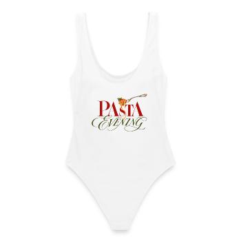 Pasta Evening Pasta Abend - Frauen Badeanzug - Weiß - Hinten - AI Model Female 172 dark (172cm)