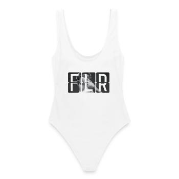 Flughafen Florenz FLR - Frauen Badeanzug - Weiß - Hinten - AI Model Female 172 dark (172cm)