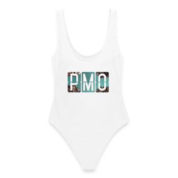 Palermo Flughafen PMO - Frauen Badeanzug - Weiß - Hinten - AI Model Female 172 dark (172cm)
