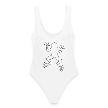 Grenouille crapaud - Maillot de bain femme - blanc - Dos - AI Model Female 172 dark (172cm)