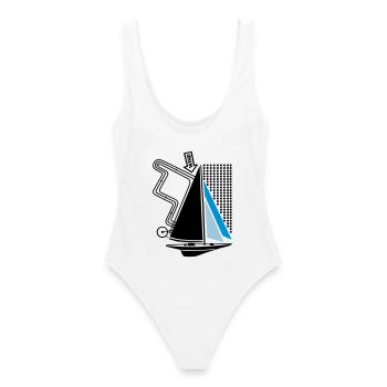Segelyacht & Regattabahn Segelboot Segeln Yacht - Frauen Badeanzug - Weiß - Hinten - AI Model Female 172 dark (172cm)