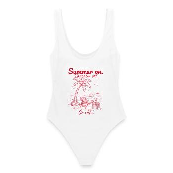 L’été commence. Sarcasme désactivé. Rouge. - Maillot de bain femme - blanc - Dos - AI Model Female 172 dark (172cm)