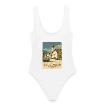 Beidlhausen Poster - Alpen Dorfharmonie - Frauen Badeanzug - Weiß - Hinten - AI Model Female 172 dark (172cm)