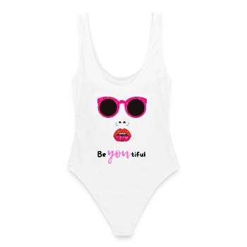 Crâne féminin avec lunettes de soleil et lèvres - Maillot de bain femme - blanc - Dos - AI Model Female 172 dark (172cm)