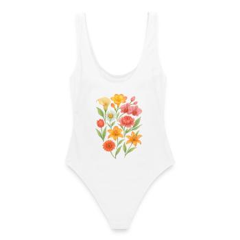 Composition florale pastel élégante - Maillot de bain femme - blanc - Dos - AI Model Female 172 dark (172cm)