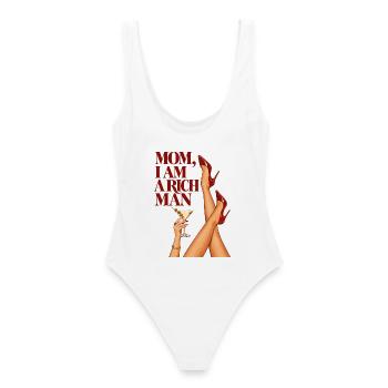 Mom I Am A Rich Man - Frauen Badeanzug - Weiß - Hinten - AI Model Female 172 dark (172cm)