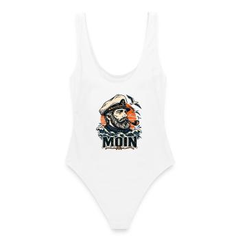 Moin Seemann – Maritimes Küsten Design - Frauen Badeanzug - Weiß - Hinten - AI Model Female 172 dark (172cm)