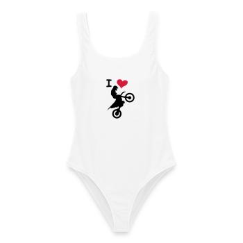 love jump - Frauen Badeanzug - Weiß - Vorne - AI Model Female 172 dark (172cm)