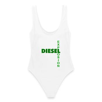 Diesel Explosion Wordplay Typography Design - Frauen Badeanzug - Weiß - Hinten - AI Model Female 172 dark (172cm)