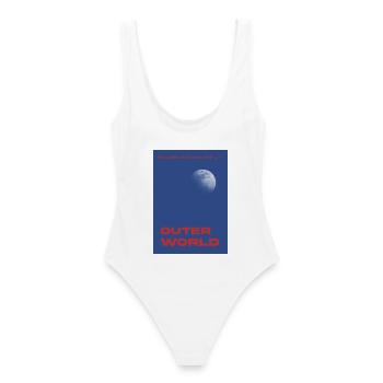 Outer World  - Frauen Badeanzug - Weiß - Hinten - AI Model Female 172 dark (172cm)