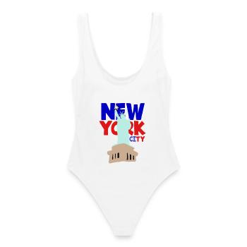 New York City - Women's Swimsuit - white - Back - AI Model Female 172 dark (172cm)