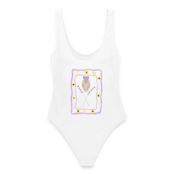 Vibes Provence été - Cigale et Lavande - Maillot de bain femme - blanc - Dos - AI Model Female 172 dark (172cm)