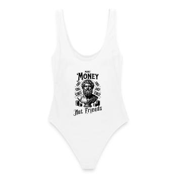 Make Money Not Friends - Frauen Badeanzug - Weiß - Hinten - AI Model Female 172 dark (172cm)