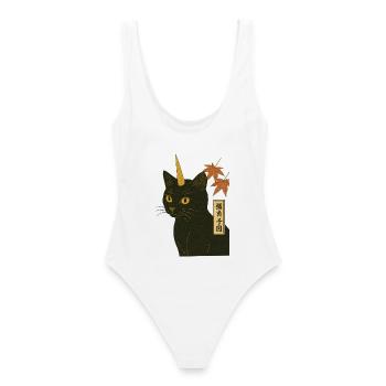 Estampe de chat-licorne - Maillot de bain femme - blanc - Dos - AI Model Female 172 dark (172cm)